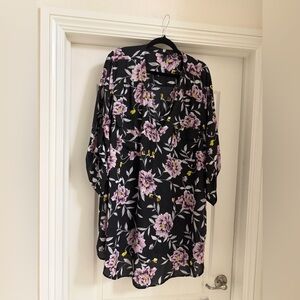 Torrid Harper Black and Purple Floral Blouse